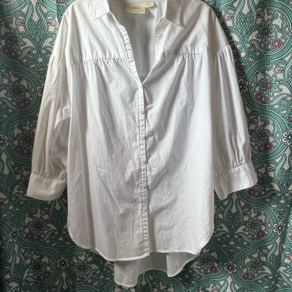 Anthropologie Maeve White Button Front Shirt